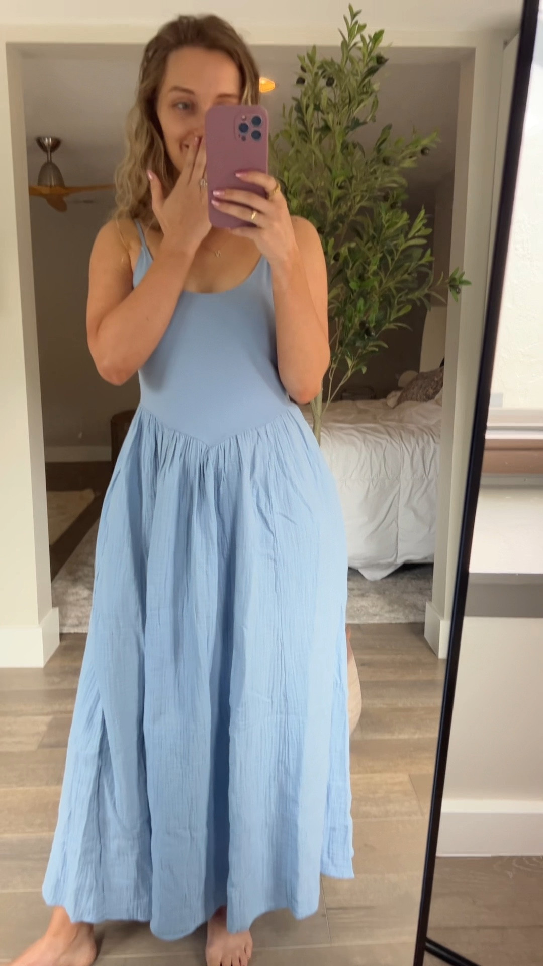 The most comfy, Cinderella-esque, summer dress from aerie. I got a size small! 🩵  #aerie 
