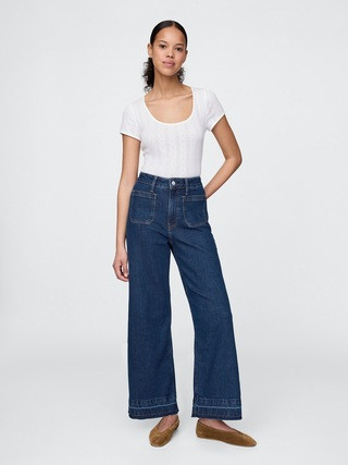 Curvy High Rise Stride Wide-Leg Ankle Jeans | Gap (US)