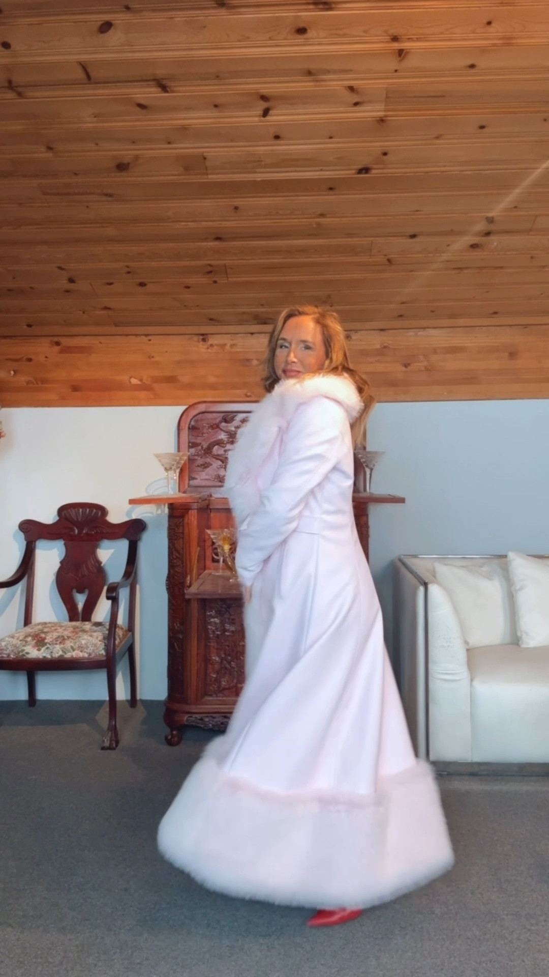 Happy Sunday!!  I loved my church outfit. It’s also my birthday week!!! 
The coat is most people favorite. Its a beautiful well made out, light pink, faux leather and fur. It’s from Akira size small, pink off Amazon brand OQQ size small, heart skirt is from SHEIN size small. Red cardigan is from Target size small. Red heels are thifted! 

#LTKgrwm #LTKPetite #LTKOver40