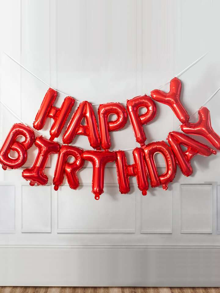 13pcs Happy Birthday Balloon Set,Red Decoration Balloon For Birthday Party | SHEIN USA | SHEIN