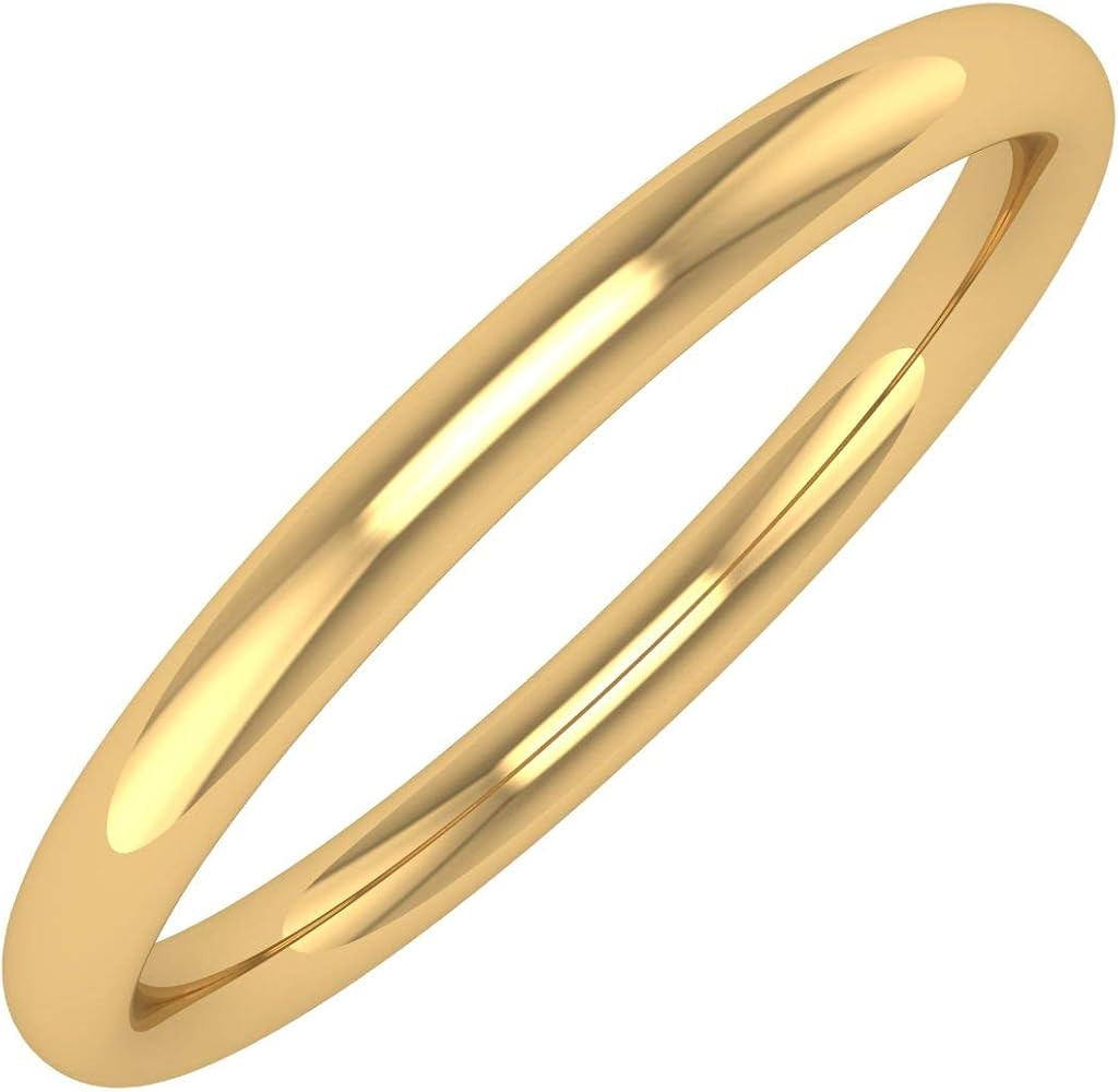 14K Gold 2mm Plain Wedding Band | Amazon (US)