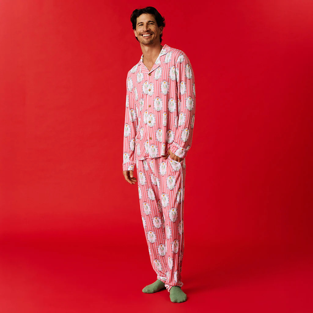 Nutcracker Pink Long Sleeve Luxe Men's Pajamas | Sable | Posh Peanut