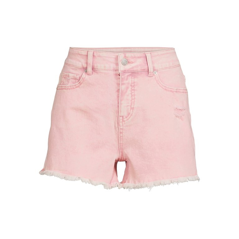 Time and Tru Women's High Rise Denim Shorts with Frayed Hem | Walmart (US)