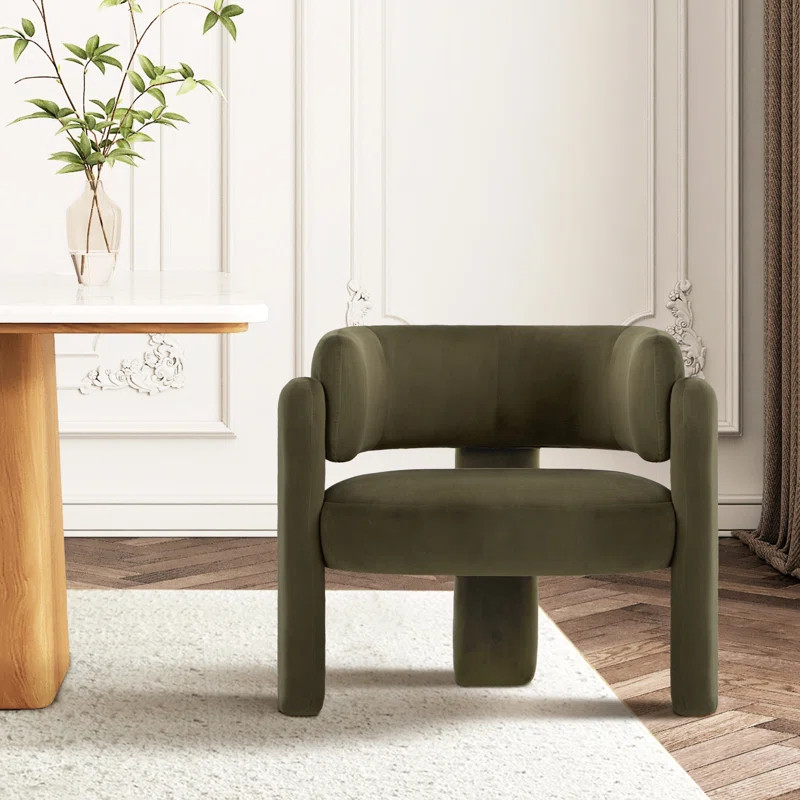 Velvet Modern Upholstered Barrel Dining Armchair | Wayfair North America