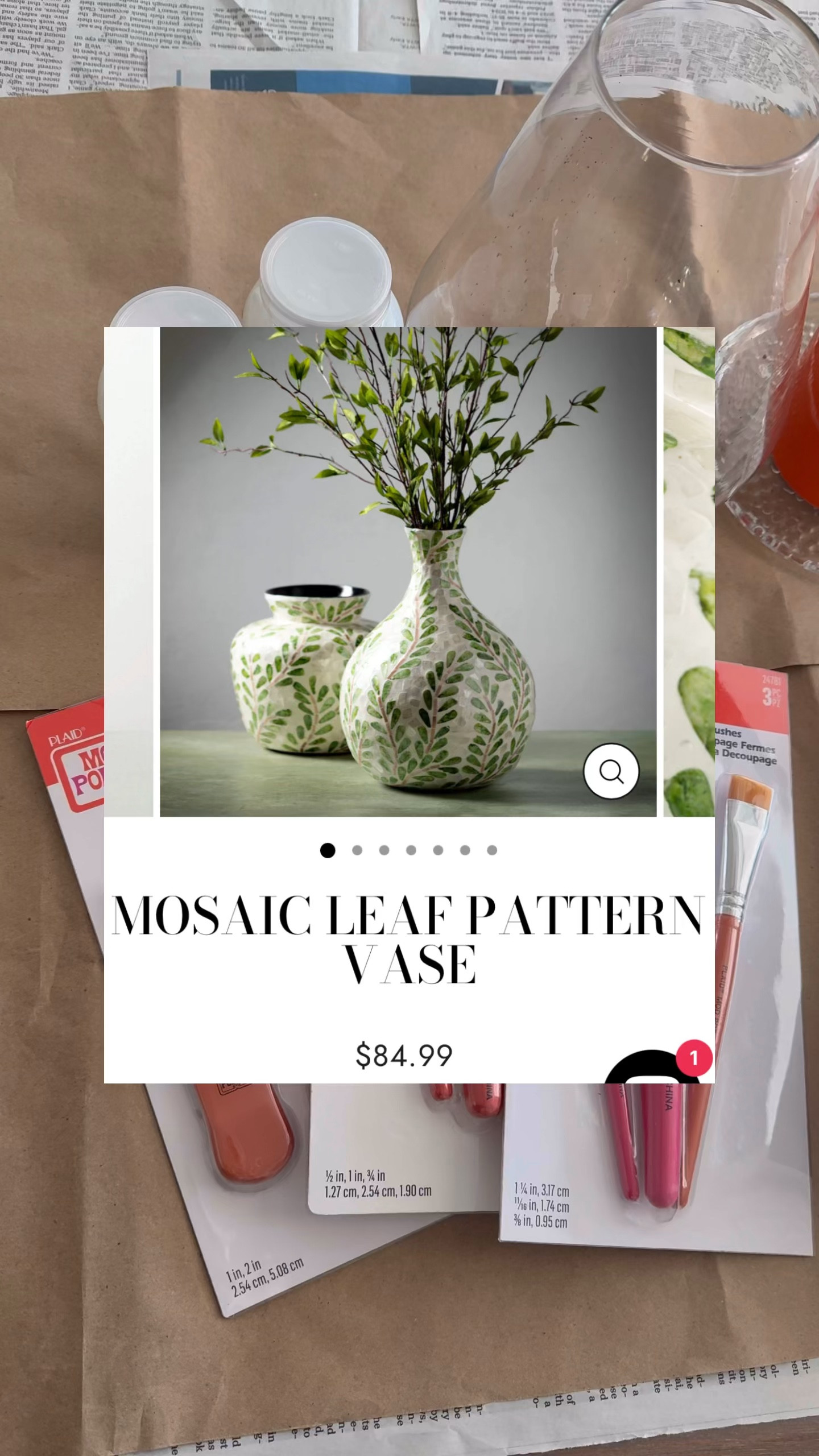 How cute is this DIY floral vase I made with @modpodgecrafts and items from the dollar store? Recreated the designer version for a fraction of the price! Comment SHOP below and we’ll DM you the links! #ad @plaidcrafts #plaidcrafts 