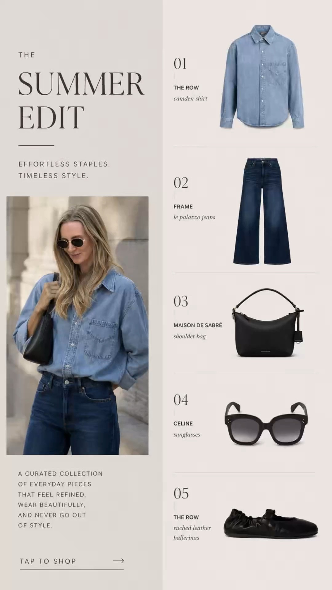 Spring wardrobe refresh officially starts @saks 🤍
These are the Saks pieces I know I would wear on repeat all season long. Feminine floral tops, relaxed wide leg denim, rich brown accessories, soft ballet flats, and timeless tortoise sunglasses are the kind of elevated staples that always make an outfit feel effortlessly chic and expensive.
The Dôen floral blouse is perfect with vintage inspired denim, the Toteme T Lock bag is one of the most elegant investment bags for spring, and the Miu Miu ballet flats are giving that polished European inspired styling everyone is gravitating toward right now.
These are the kinds of pieces that instantly elevate your capsule wardrobe while still feeling wearable for everyday.
#Saks #SaksPartner