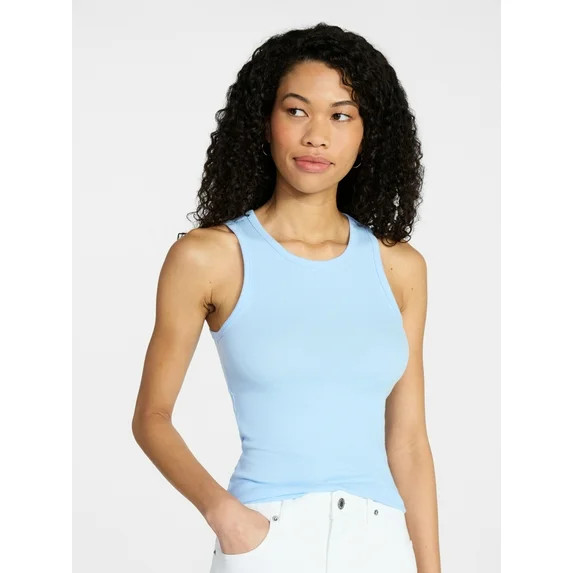 No Boundaries Ribbed High Neck Tank Top, Women's XXS-XXL | Walmart (US)