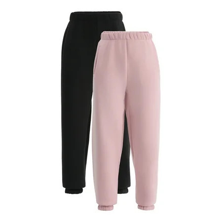 No Boundaries Fleece Joggers Pants, 2-Pack, 28" Inseam, Women’s | Walmart (US)