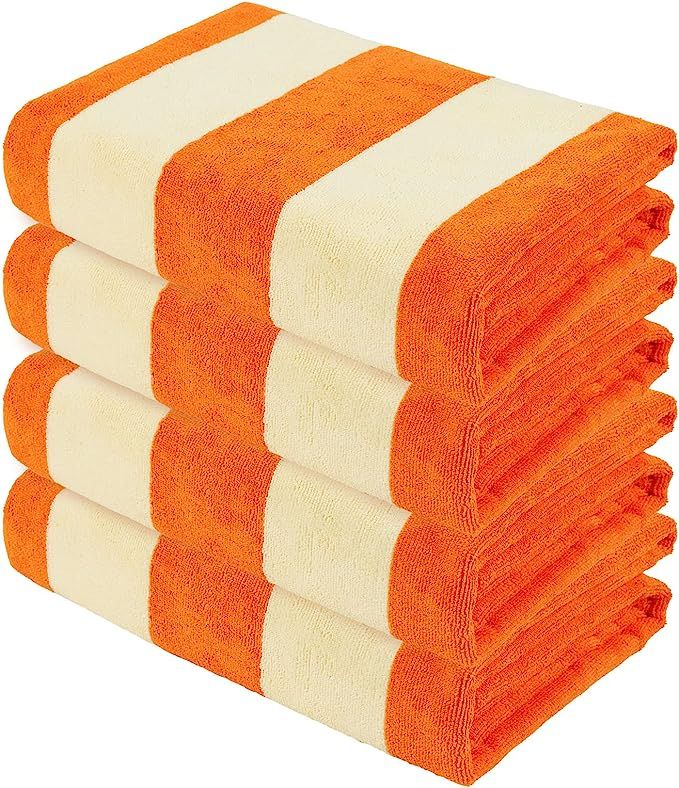 Exclusivo Mezcla 4-Pack Large Microfiber Beach Towels Set (Orange, 30" x 60"), Quick Dry,Cabana S... | Amazon (US)