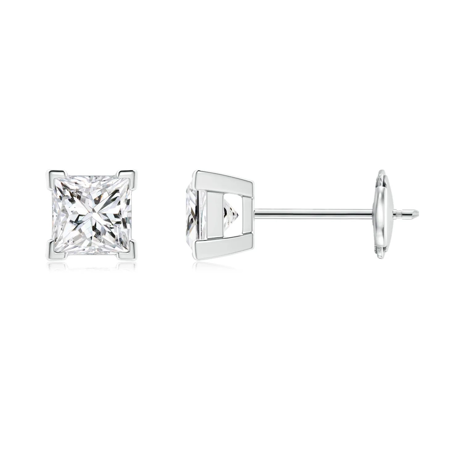 Princess-Cut Diamond Solitaire Stud Earrings | Angara | Angara US
