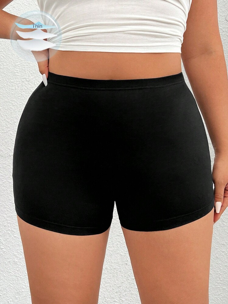 SHEIN EZwear Women'S Plus Size Solid Color Compression Shorts, Underpants | SHEIN