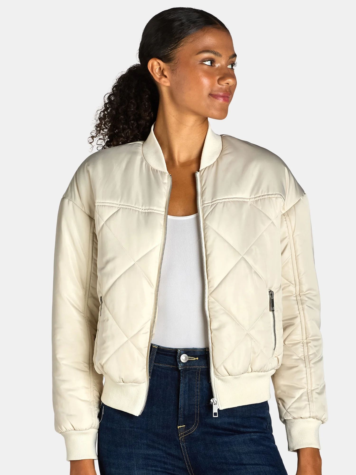 Time and Tru Women's and Women’s Plus Size Quilted Bomber Jacket, Sizes XS-3X | Walmart (US)