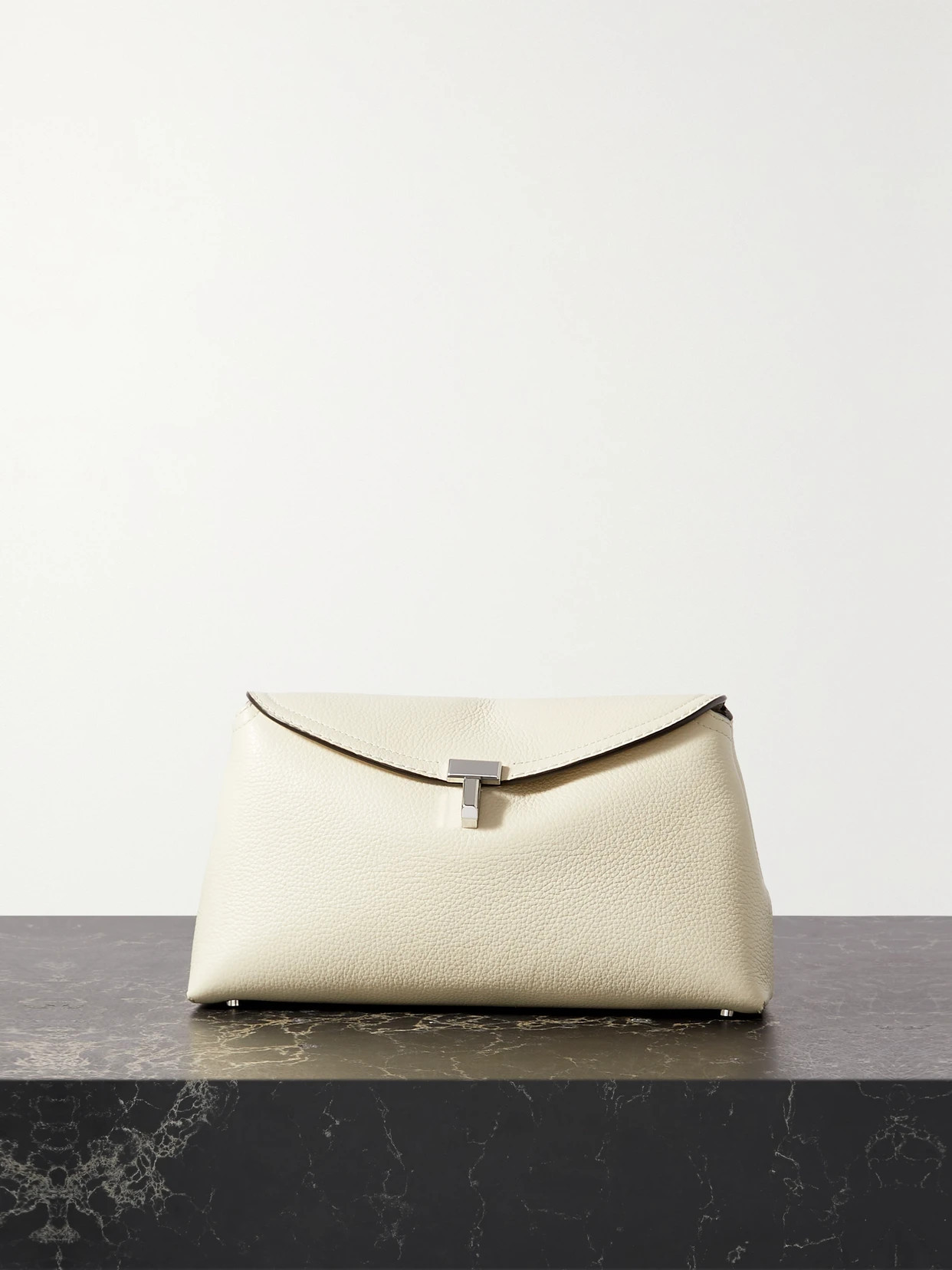 TOTEME - T-lock Textured-leather Clutch - Off-white | NET-A-PORTER (UK & EU)