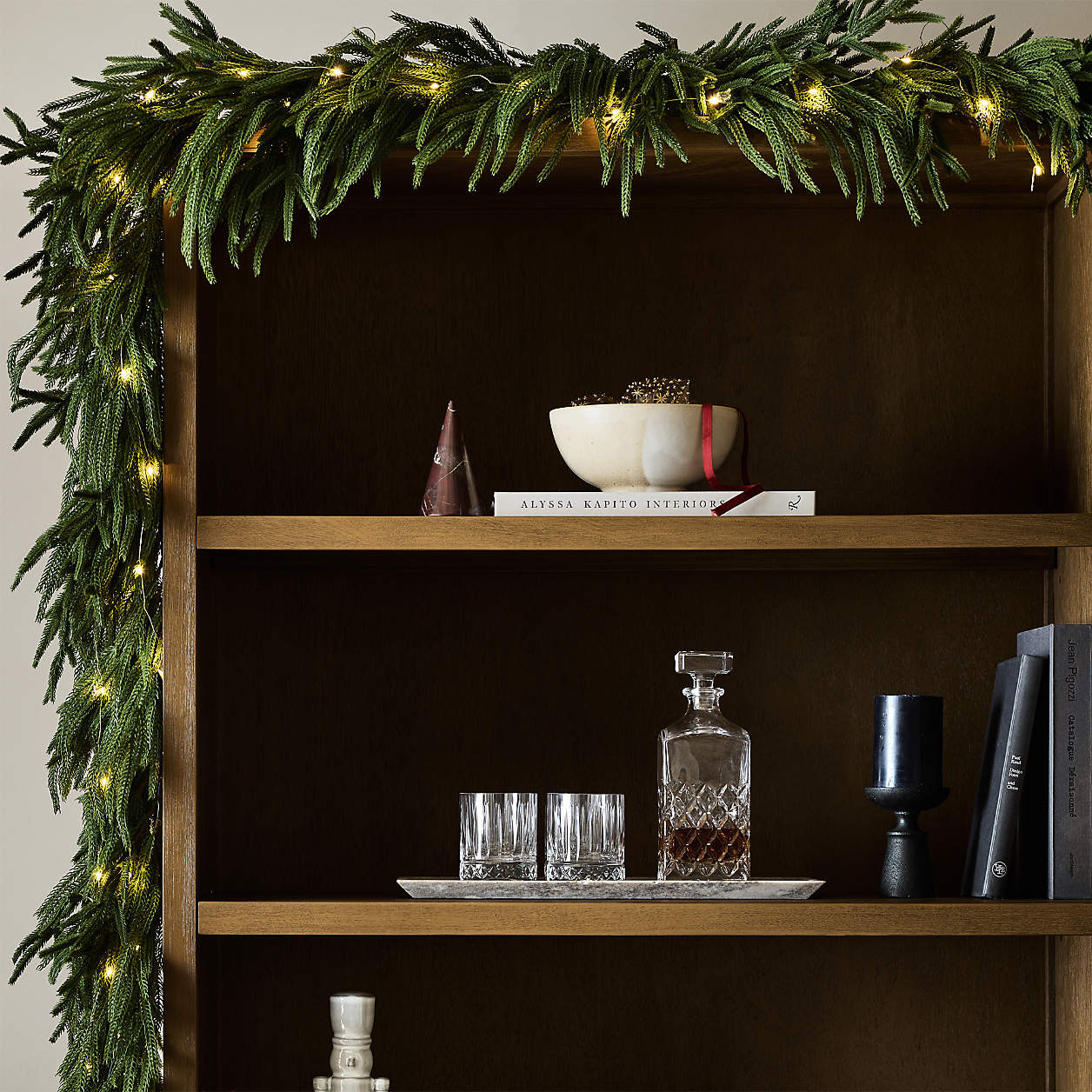 Faux Pre-Lit Norfolk Pine Garland 6' + Reviews | Crate & Barrel | Crate & Barrel