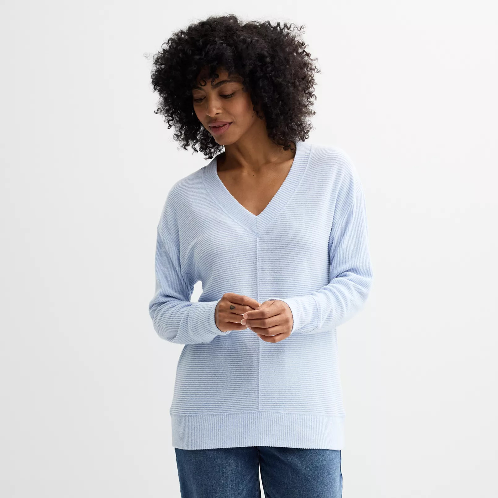 Women's Sonoma Goods For Life® Cozy Rib V-Neck | Kohl's