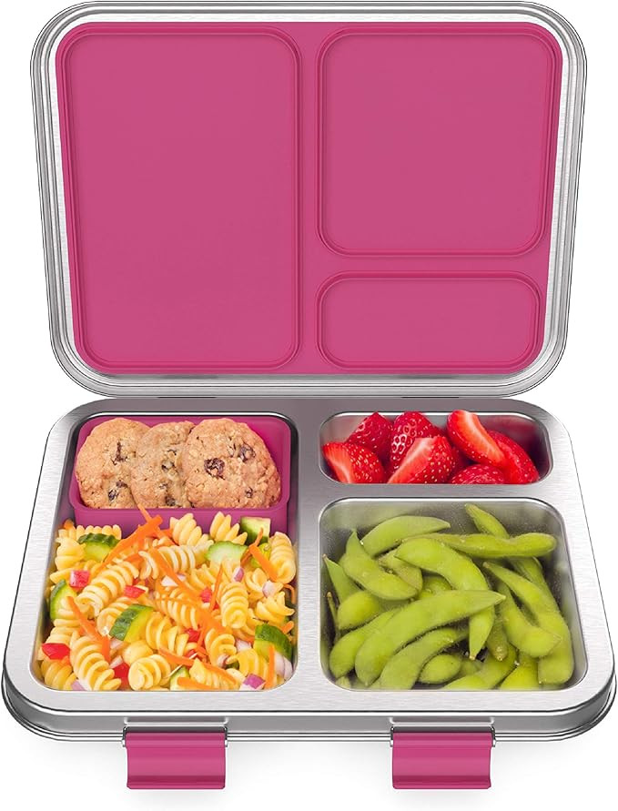 Bentgo Kids Stainless Steel Leak-Resistant Lunch Box - Bento-Style, 3 Compartments, and Bonus Sil... | Amazon (US)