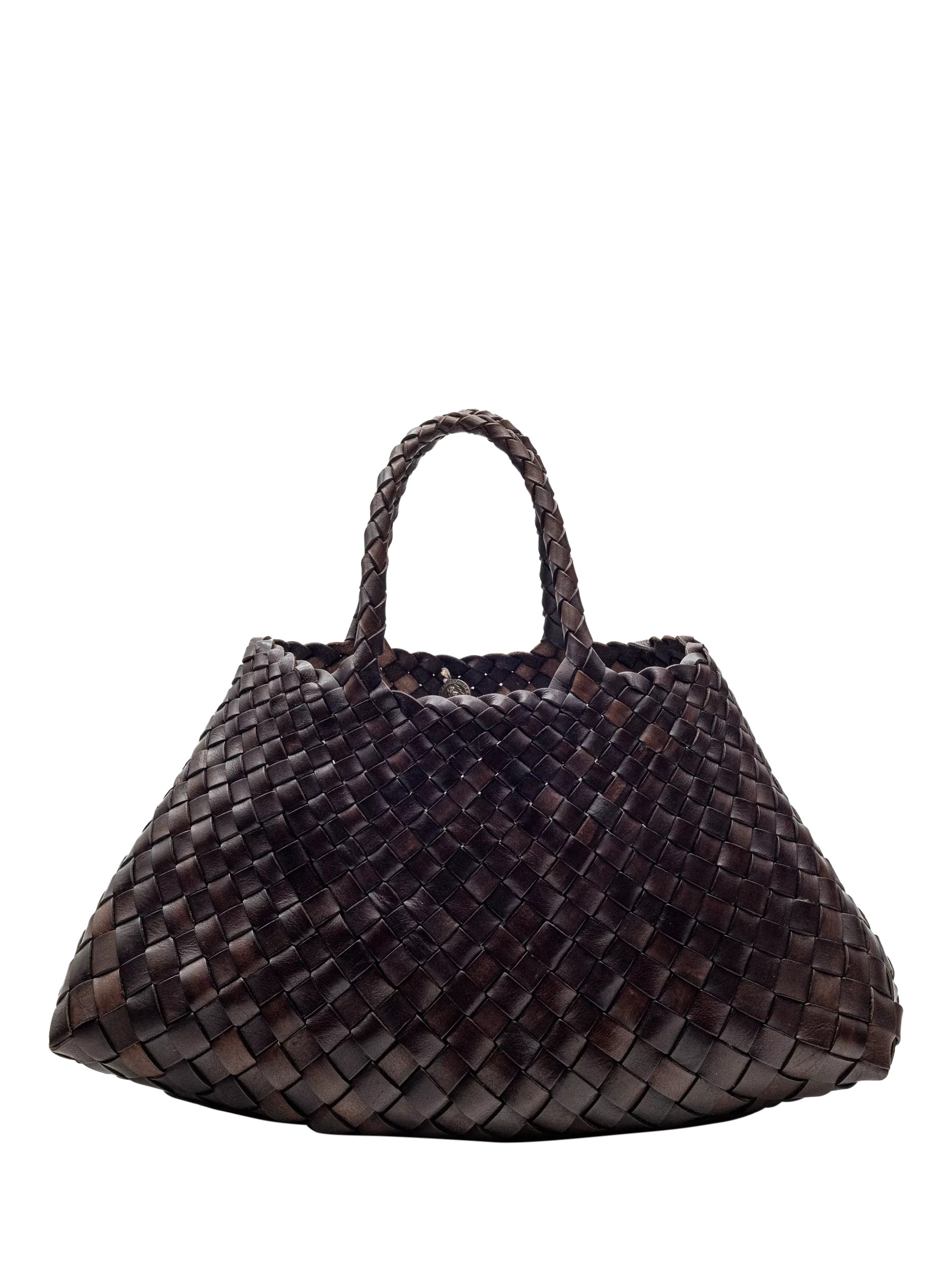 Dragon Diffusion Santa Croce Small Woven Leather Tote Bag, Dark Brown | John Lewis (UK)