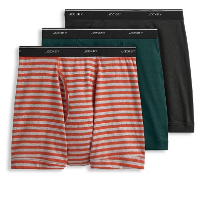 Jockey Men's Classic 5" Boxer Brief - 3 Pack L Lumber Stripe/Cactus Pine/Obsidian Grey | Target