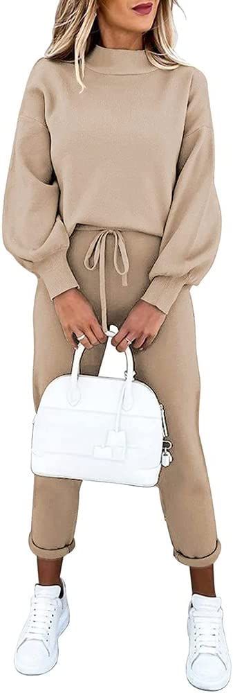 ETCYY NEW Women's 2 Piece Lounge Sets Outfits Long Sleeve Sweatshirt and Sweatpants Sweatsuit | Amazon (US)