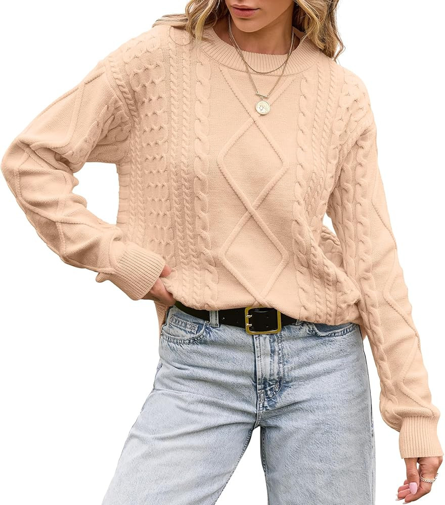 TARSE Womens Oversized Sweater Cable Knit Unisex Vintage Chunky Pullover Sweater Baggy Loose Fall... | Amazon (US)