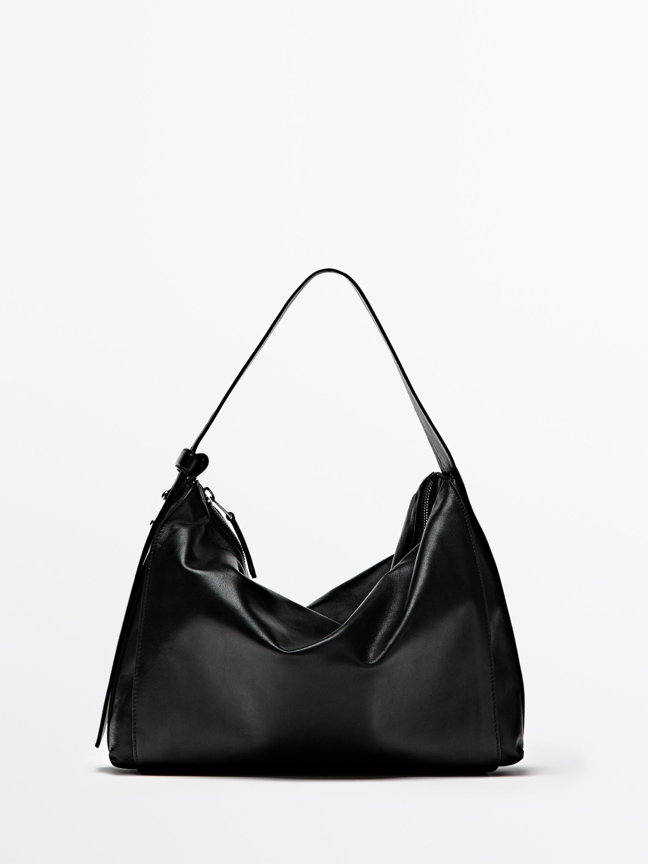 Nappa leather shoulder bag | Massimo Dutti UK