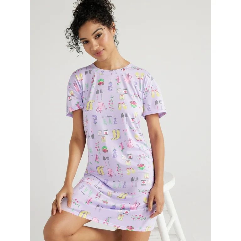 Joyspun Women's Short Sleeve Sleepshirt, Sizes S to 3X | Walmart (US)