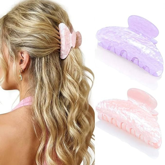 CAKURE Acrylic Hair Clips Pink Cute Claw Clips Medium Claw Hair Clip Hair Accessories for Women (... | Amazon (US)