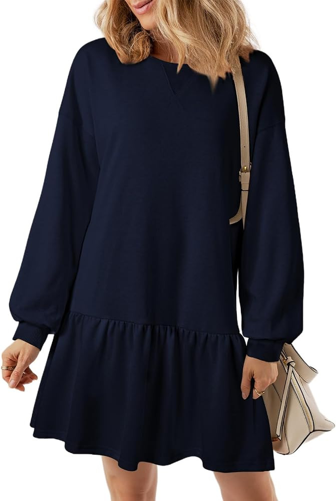 BLENCOT Womens 2024 Fall Long Sleeve Pullover Tops Crewneck Rib Knit Patchwork Sweatshirt Dress C... | Amazon (CA)
