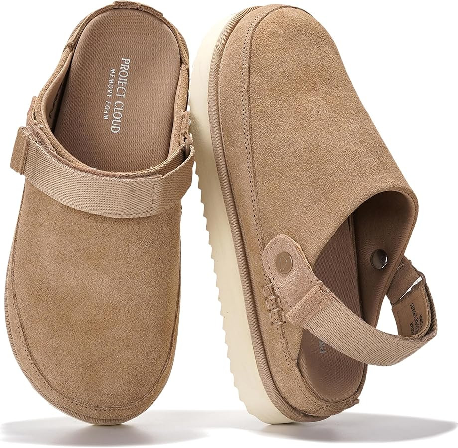Project Cloud Genuine Leather Clogs for Women - Memory Foam Womens Clogs & Mules with Adjustable ... | Amazon (US)