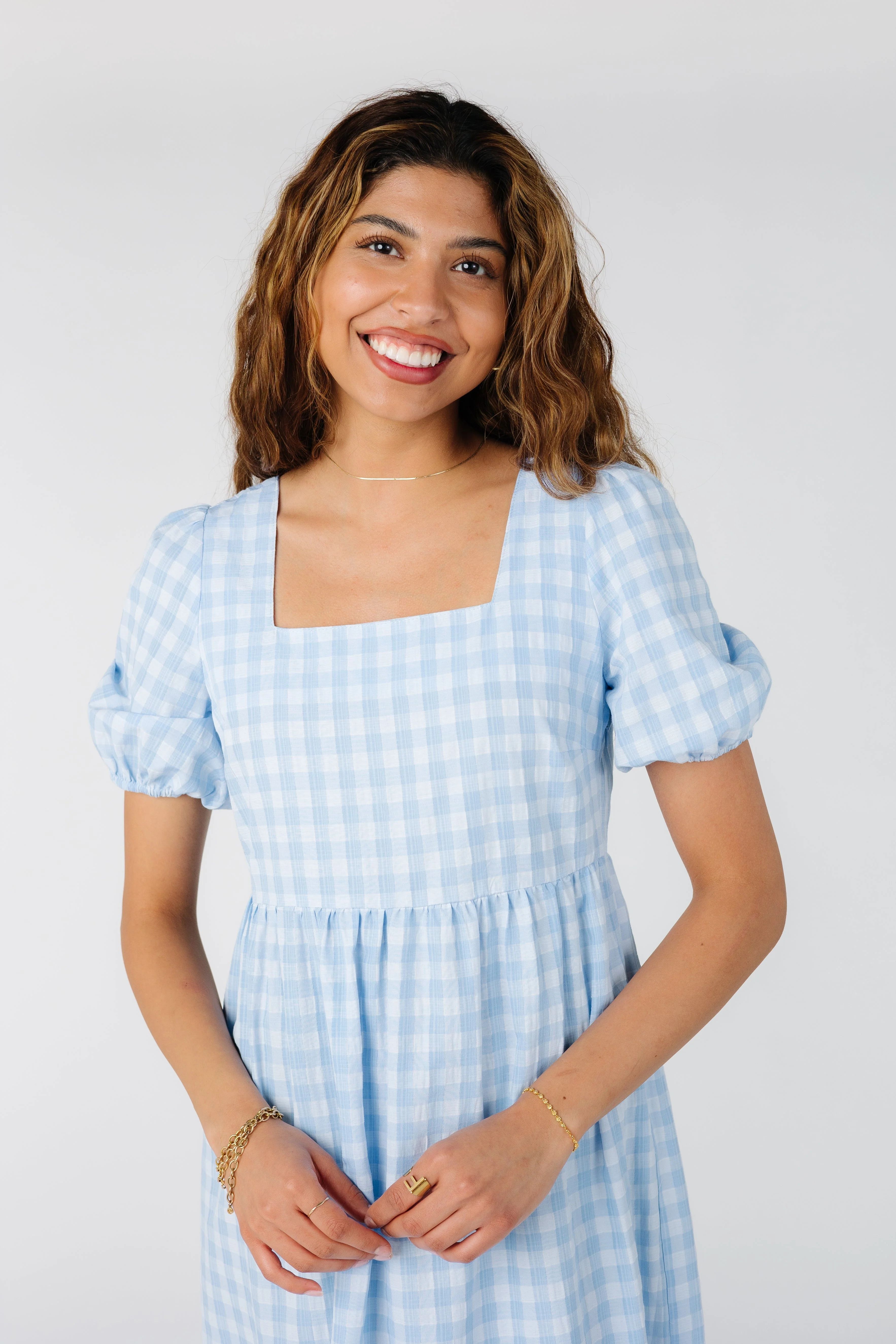 Brass & Roe Gingham Square Neck Dress | Called To Surf