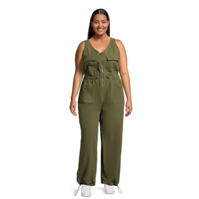 Madden NYC Juniors Plus Sleeveless Parachute Jumpsuit, Sizes 1X-3X - Walmart.com | Walmart (US)