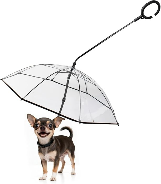 Dog Umbrella for Small Breed, Clear Small Dog Umbrella with Adjustable Leash, Keep Pet Dry on Rai... | Amazon (US)