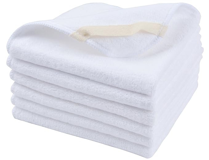 Sinland Microfiber Facial Cloths Fast Drying Washcloth 12inch x 12inch White 6 pack | Amazon (US)