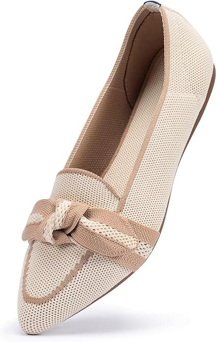 Women's Loafer Flats Casual Knit Fabric Lightweight Dressy Shoes Washable Elegant Pointed-Toe lac... | Amazon (US)