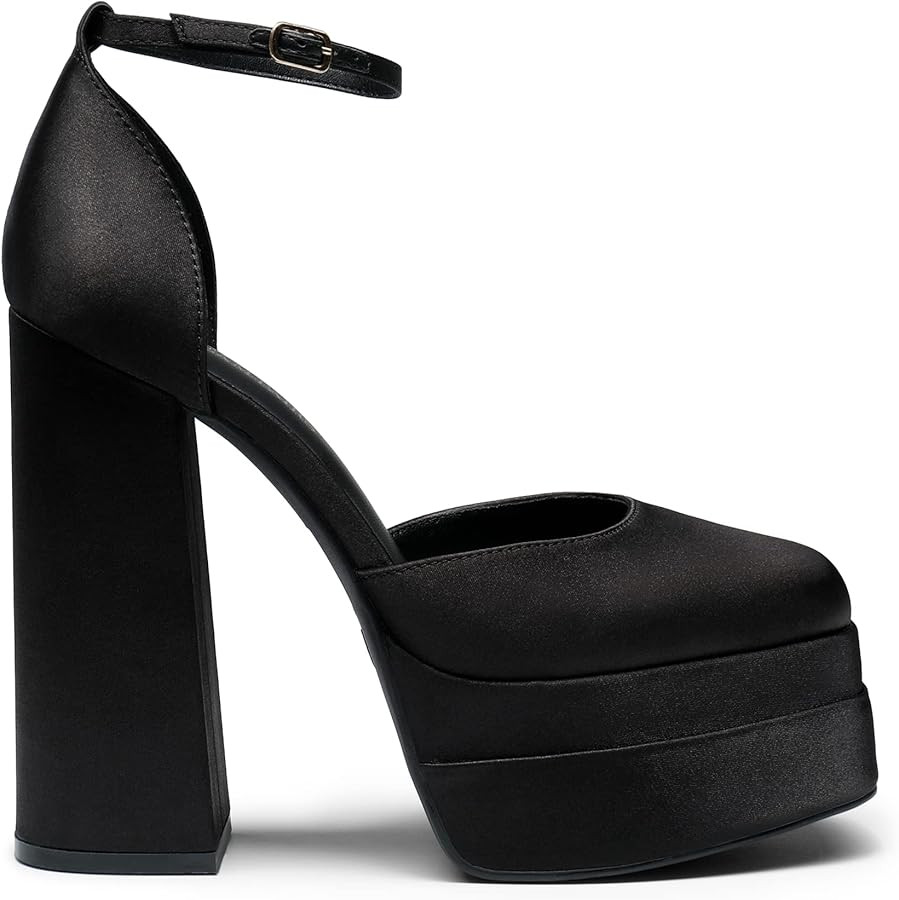 DREAM PAIRS Women’s High Chunky Platform Closed Toe Block Heels Square Toe Ankle Strap Dress We... | Amazon (US)