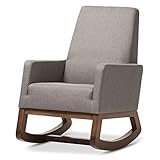 Baxton Studio Yashiya Mid Century Retro Modern Fabric Upholstered Rocking Chair, Grey | Amazon (US)