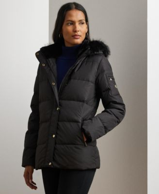 Women's Faux-Fur Hooded Puffer Coat | Macy's