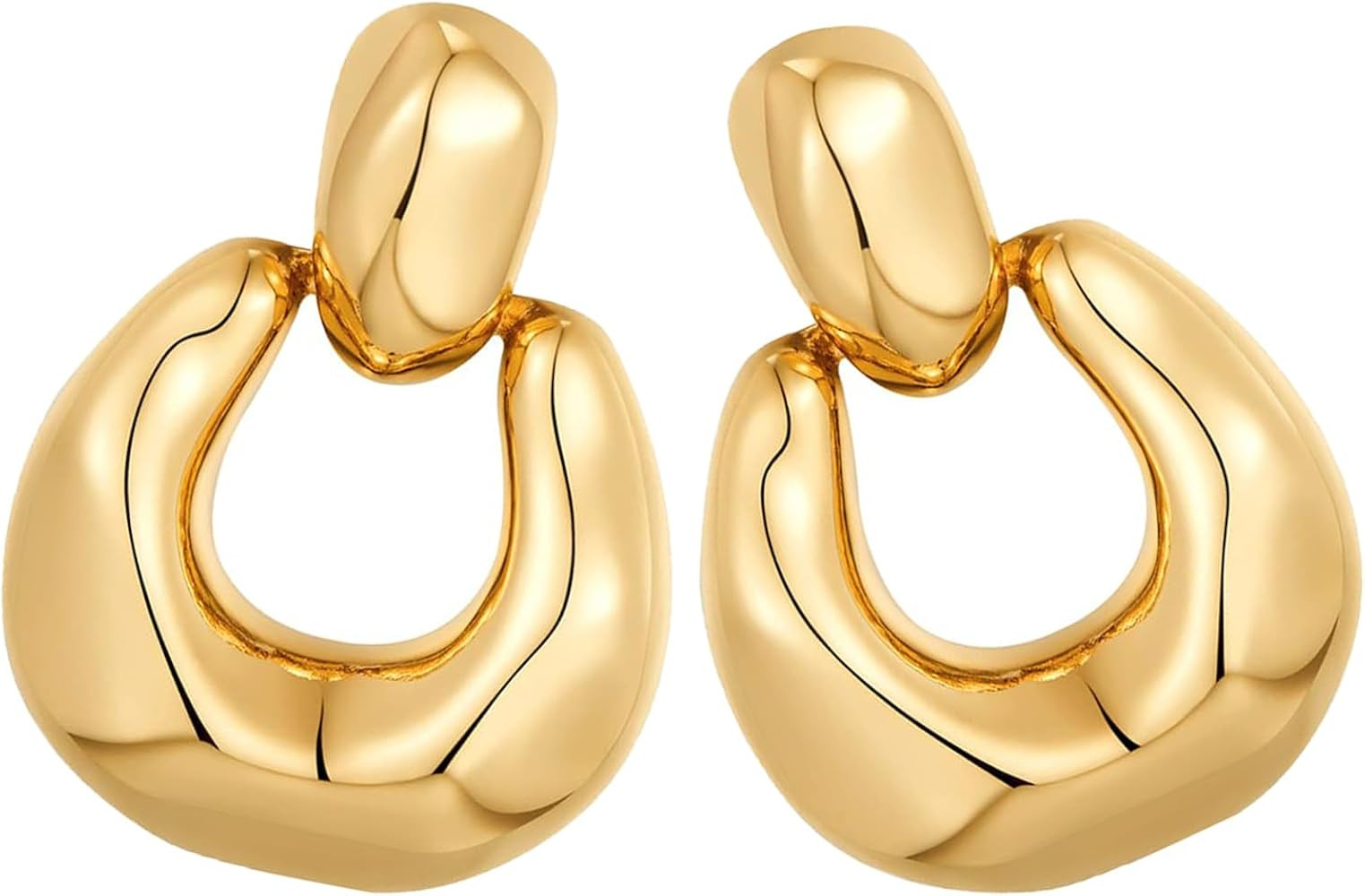 Teardrop Earrings For Women Chunky Gold Hoop Earrings 18k Gold Drop Earrings Lightweight Open Hoo... | Amazon (US)