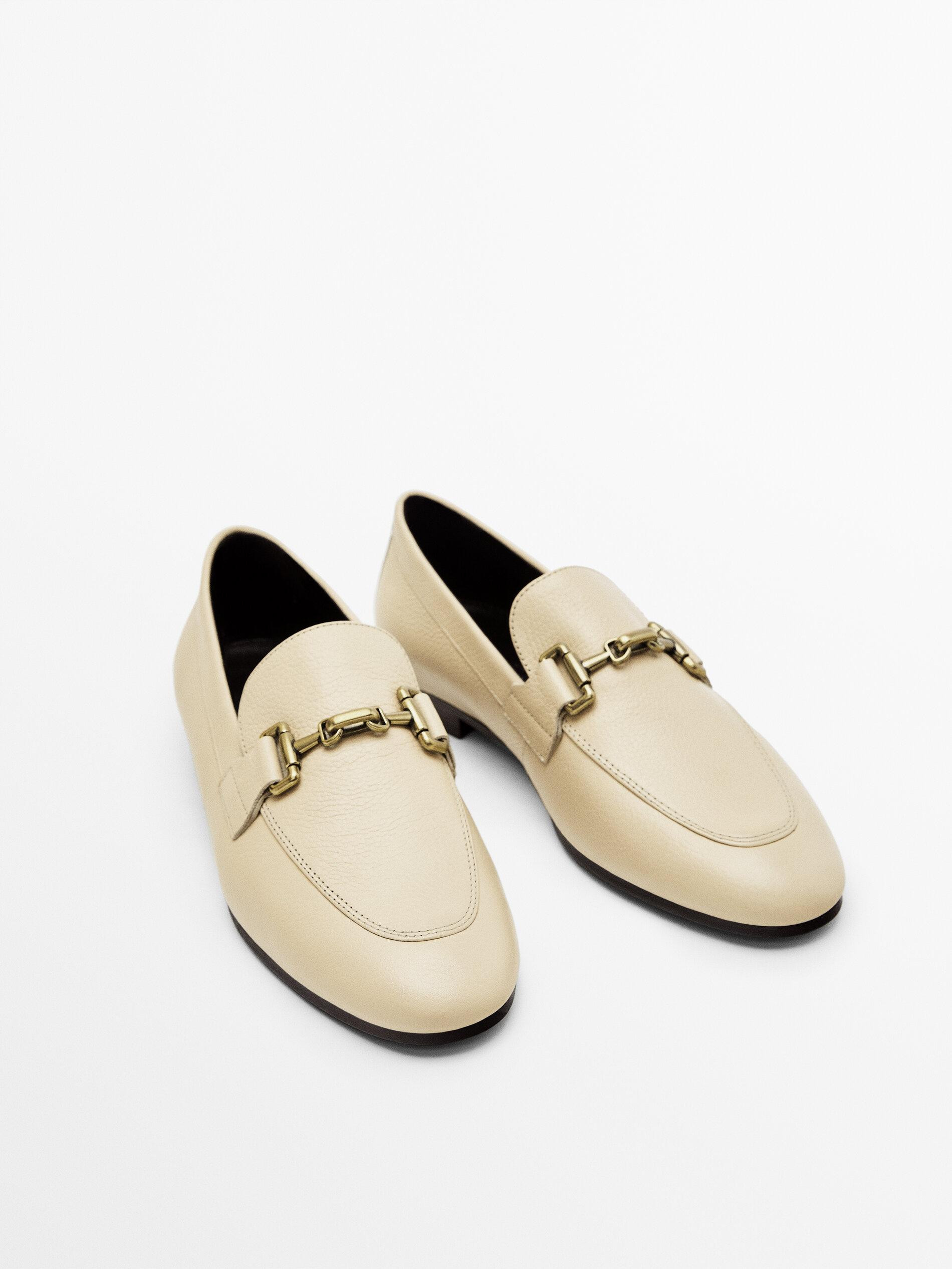 Leather loafers with metal buckle | Massimo Dutti UK
