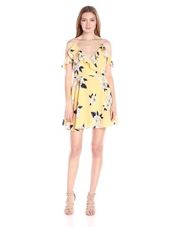 J.O.A. JOA Women's Flower Print Cold Shoulder Flare Dress | Amazon (US)