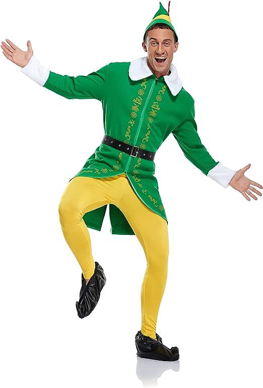 Mens Christmas Elf Costume Buddy Full Set Halloween Christmas Cosplay Coat Hat Pants Belt | Amazon (US)