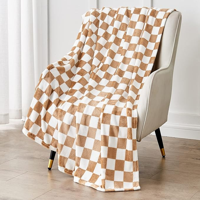 Checkered Blanket Flannel Throw Blankets Soft Cozy Checkered Grid Print Chessboard Gingham Patter... | Amazon (US)