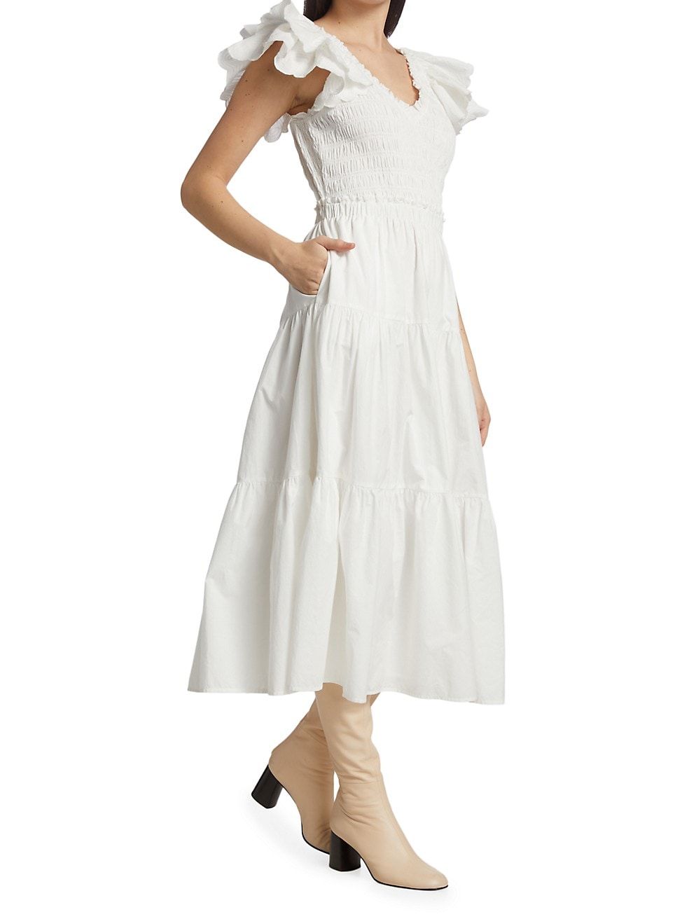 Heidi Flutter-Sleeve Tiered Dress | Saks Fifth Avenue