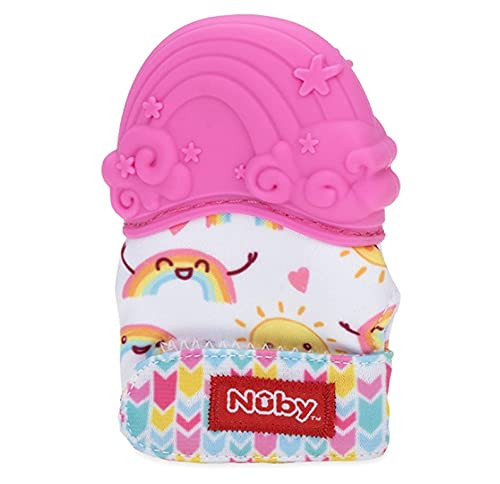 Nuby Happy Hands Silicone Teething Mitten: 3M+, Rainbow, Pink (80725) | Amazon (US)
