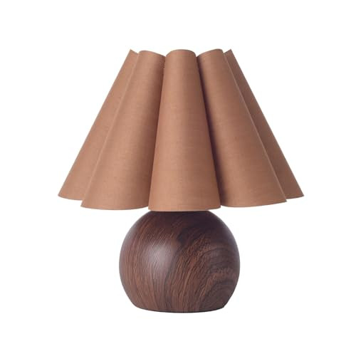 KUNJOULAM Cute Small Table Lamp, Modern Bedside Nightstand Lamp with Coffee Lampshade, Metal Base... | Amazon (US)