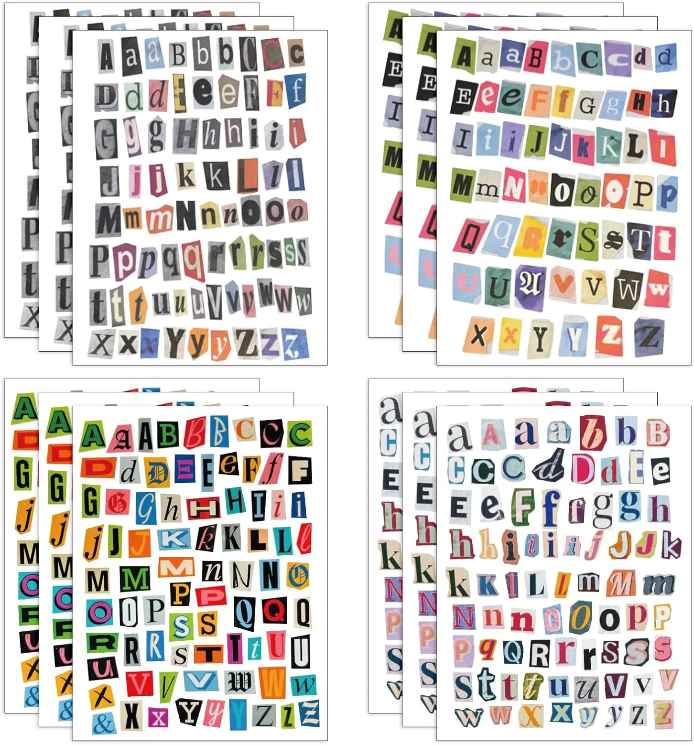 852pcs Magazine Letter Stickers Vintage Scrapbook Letters Stickers Small Ransom Alphabet Sticker ... | Walmart (US)