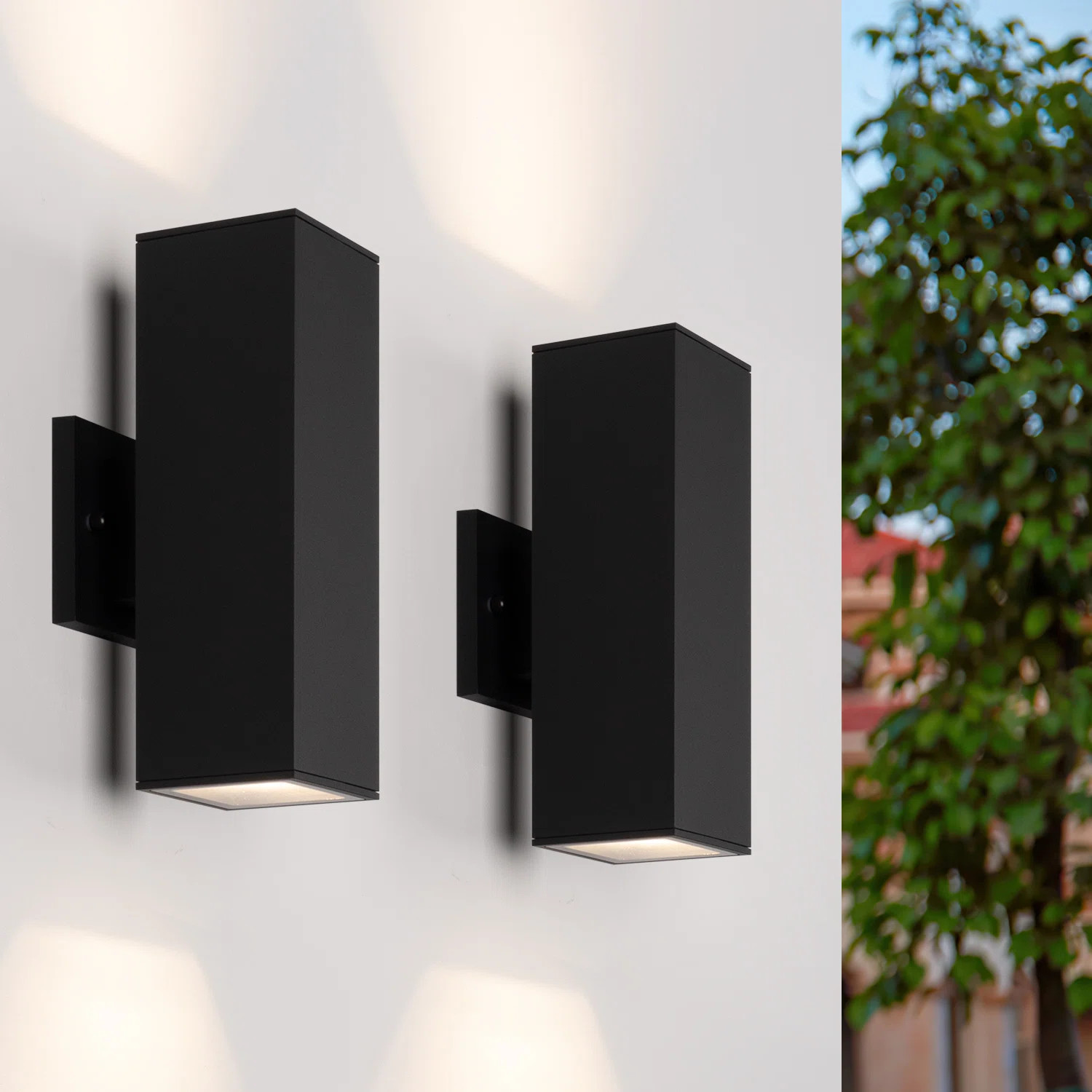 Alvisa Outdoor Wall Light in 2 Lights with Aluminum (Set of 2) | Wayfair North America