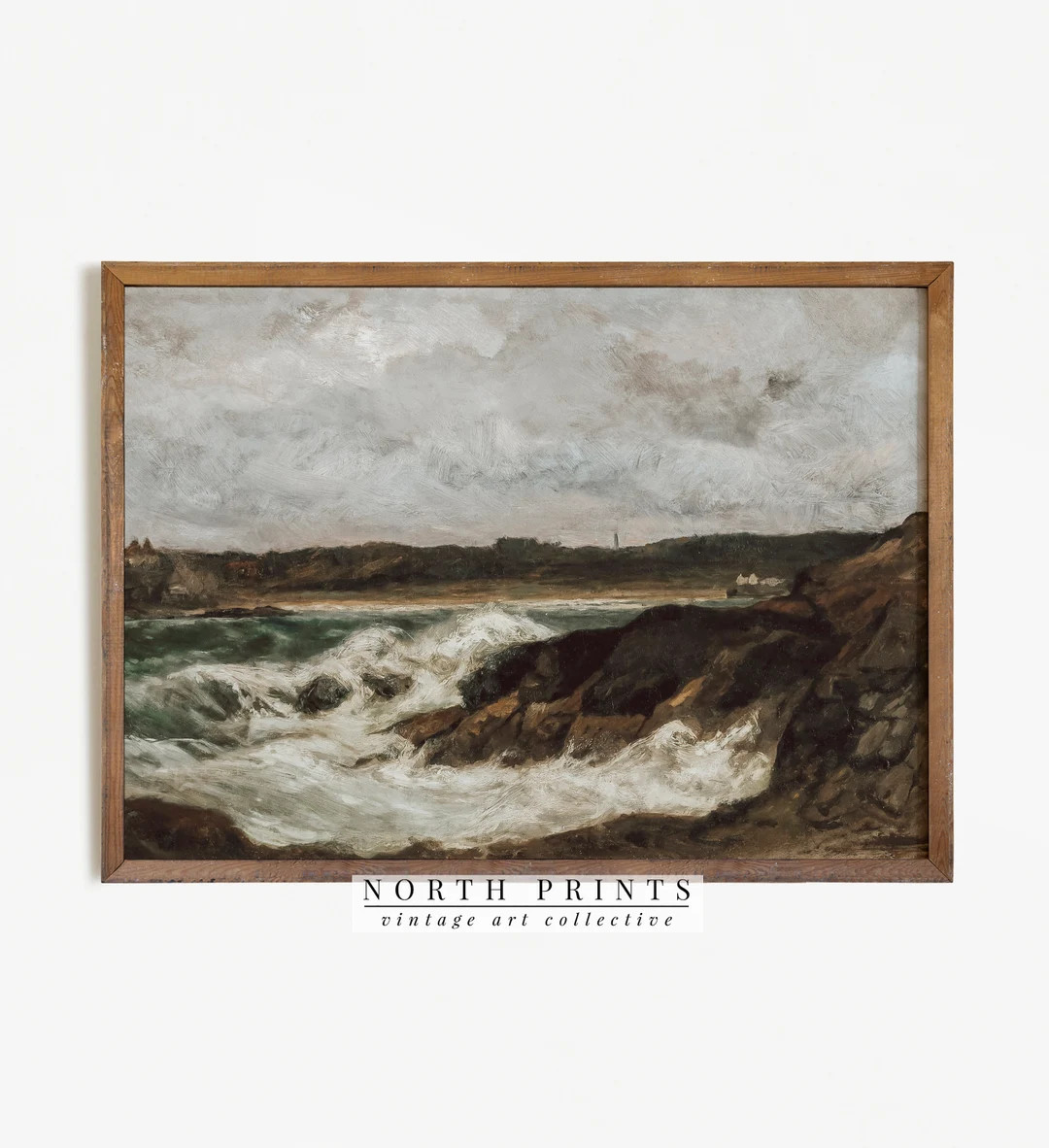 Moody Coastal Print Vintage Seascape Oil Painting Rustic Digital PRINTABLE 792 - Etsy Canada | Etsy (US)