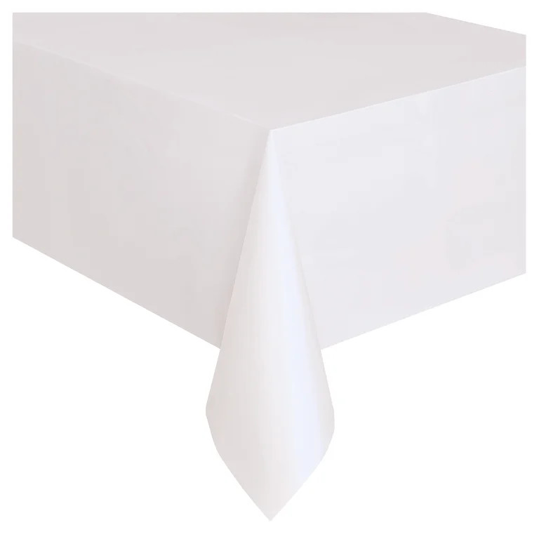 1 Count 54 IN x 108IN White Rectangular Plastic Table Covers by Way To Celebrate | Walmart (US)
