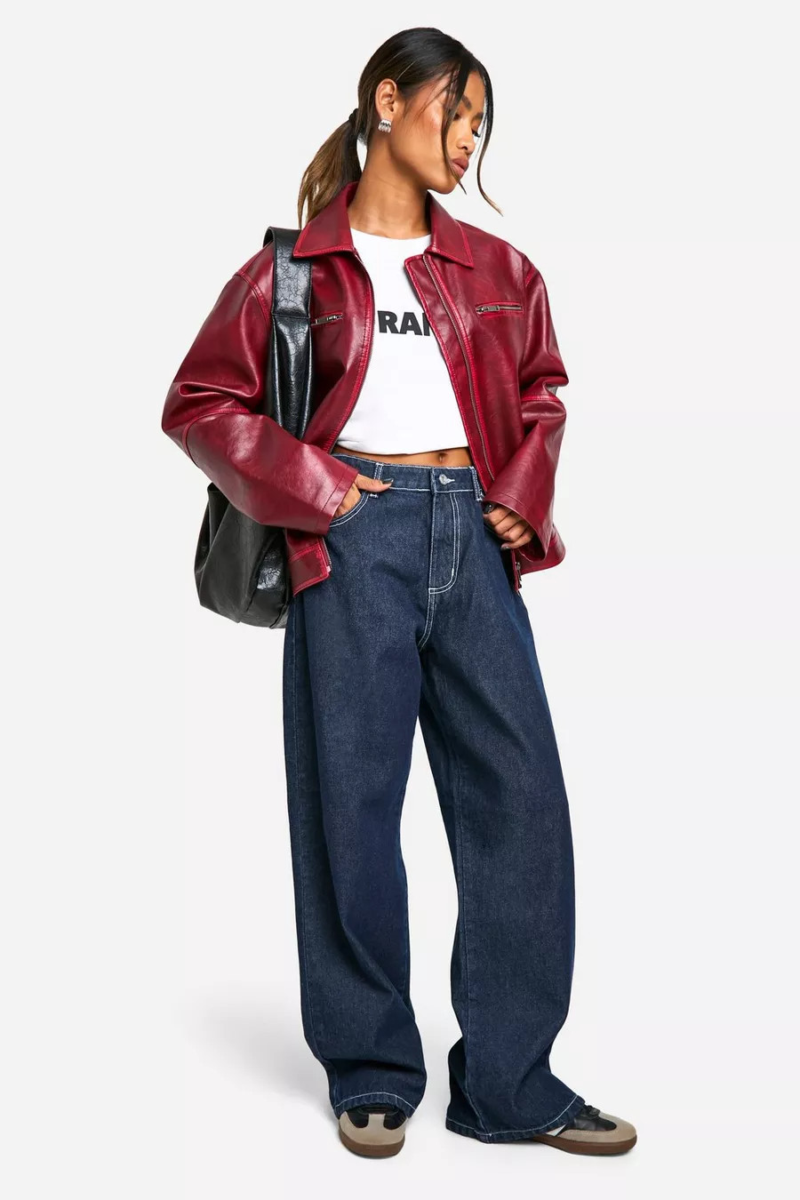 Contrast Stitch Raw Indigo Straight Leg Denim Jean | Boohoo.com (UK & IE)